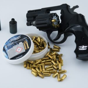 Rewolwer hukowy Rosomak FENIX M1 9-strzałowy 6 mm Long / Short – czarny + nasadka do rac